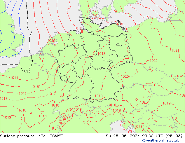 Surface pressure ECMWF Su 26.05.2024 09 UTC