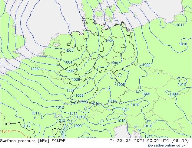 Pressione al suolo ECMWF gio 30.05.2024 00 UTC