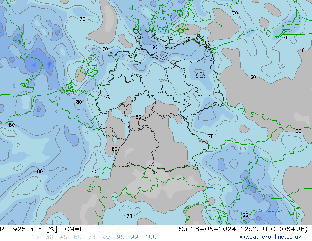 RH 925 hPa ECMWF Ne 26.05.2024 12 UTC