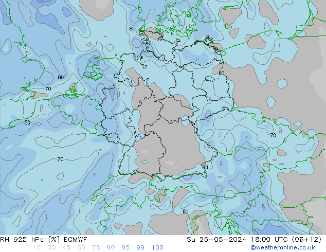 RH 925 hPa ECMWF 星期日 26.05.2024 18 UTC