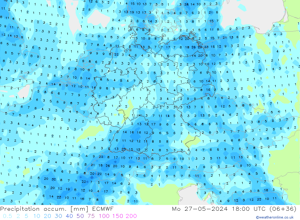 Totale neerslag ECMWF ma 27.05.2024 18 UTC