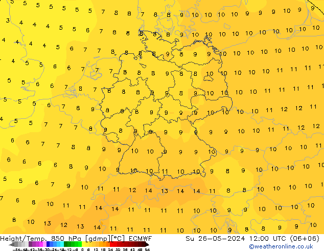 Z500/Rain (+SLP)/Z850 ECMWF Ne 26.05.2024 12 UTC