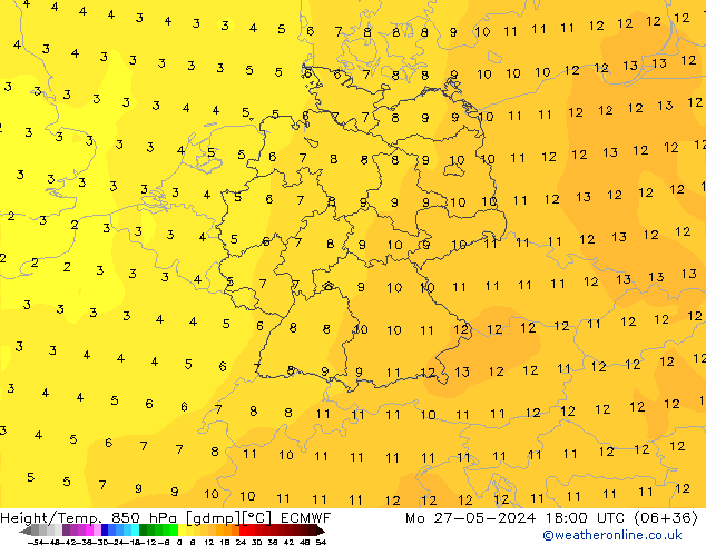 Z500/Rain (+SLP)/Z850 ECMWF Mo 27.05.2024 18 UTC