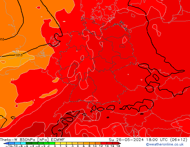 Theta-W 850hPa ECMWF So 26.05.2024 18 UTC