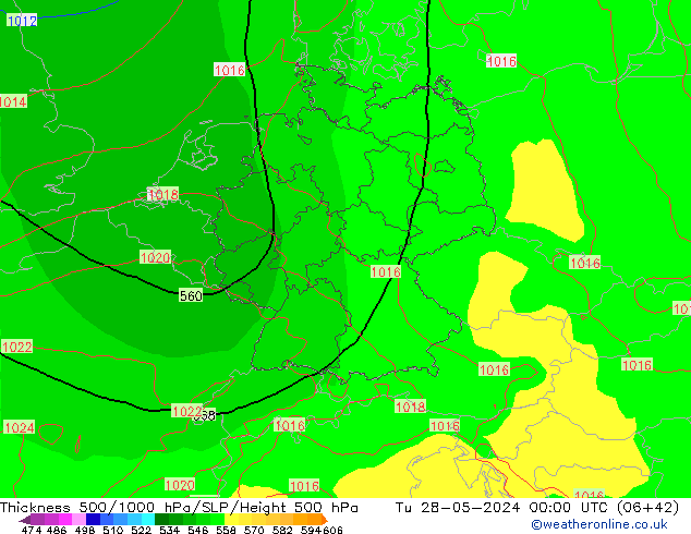 Thck 500-1000hPa ECMWF wto. 28.05.2024 00 UTC