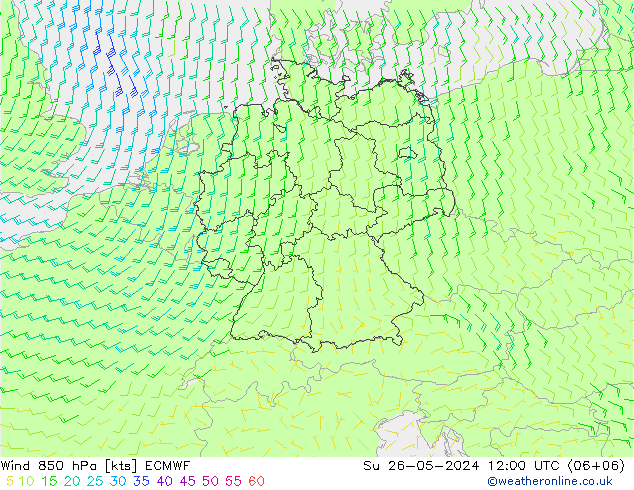 Wind 850 hPa ECMWF Ne 26.05.2024 12 UTC