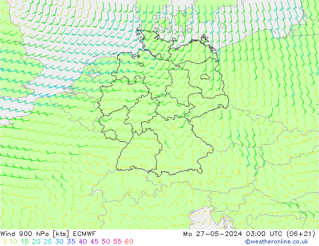 Rüzgar 900 hPa ECMWF Pzt 27.05.2024 03 UTC