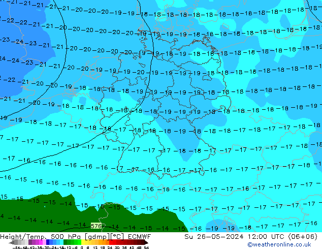 Z500/Rain (+SLP)/Z850 ECMWF So 26.05.2024 12 UTC