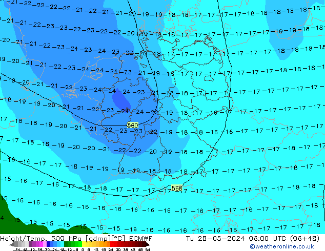 Z500/Rain (+SLP)/Z850 ECMWF mar 28.05.2024 06 UTC