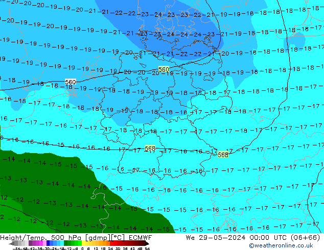 Z500/Yağmur (+YB)/Z850 ECMWF Çar 29.05.2024 00 UTC