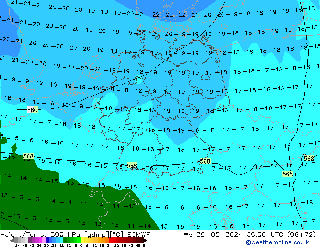 Z500/Rain (+SLP)/Z850 ECMWF  29.05.2024 06 UTC