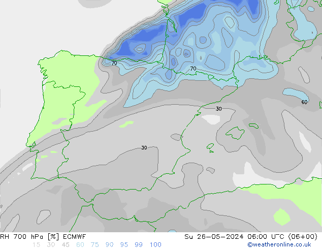 RH 700 hPa ECMWF So 26.05.2024 06 UTC