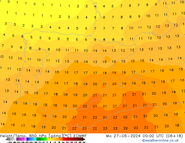 Z500/Rain (+SLP)/Z850 ECMWF пн 27.05.2024 00 UTC