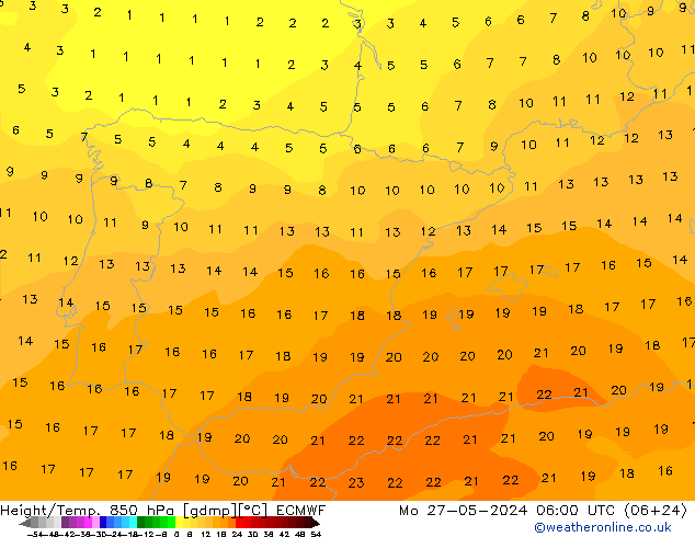 Z500/Rain (+SLP)/Z850 ECMWF Mo 27.05.2024 06 UTC