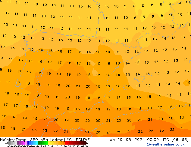 Z500/Yağmur (+YB)/Z850 ECMWF Çar 29.05.2024 00 UTC