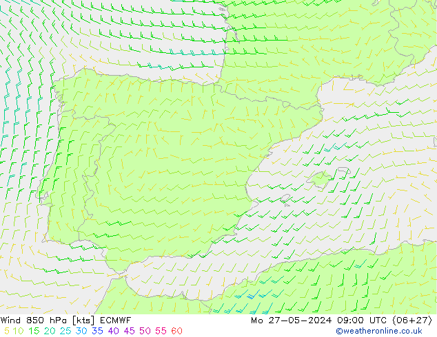 Wind 850 hPa ECMWF Po 27.05.2024 09 UTC