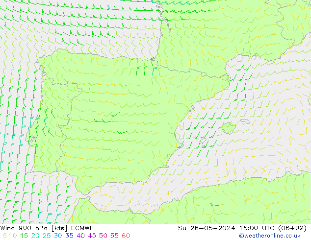 Wind 900 hPa ECMWF Su 26.05.2024 15 UTC