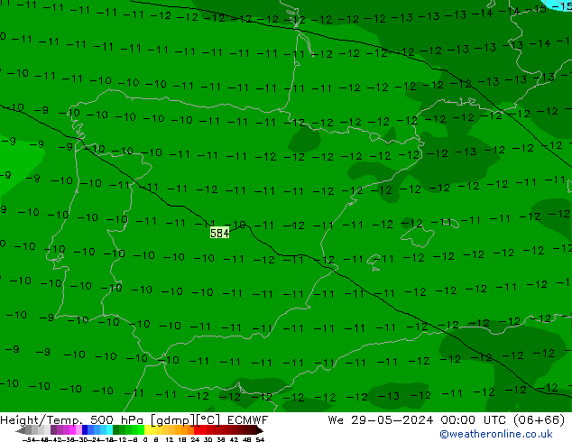 Z500/Yağmur (+YB)/Z850 ECMWF Çar 29.05.2024 00 UTC