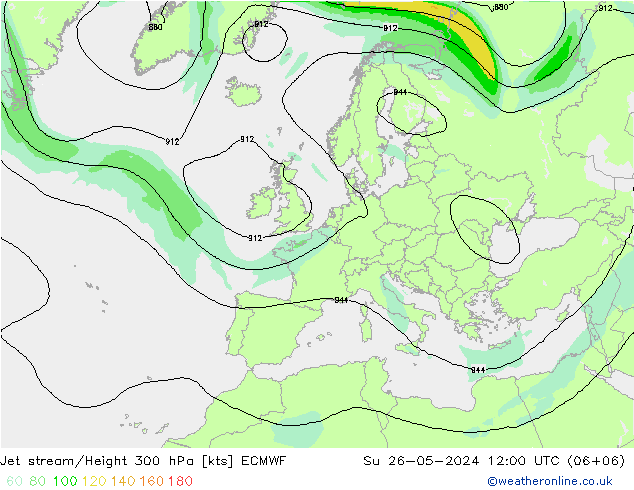 Straalstroom ECMWF zo 26.05.2024 12 UTC