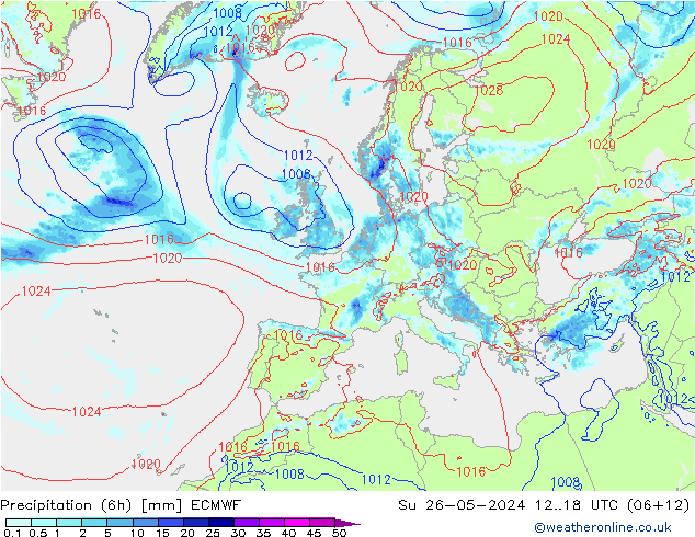 Z500/Rain (+SLP)/Z850 ECMWF Ne 26.05.2024 18 UTC