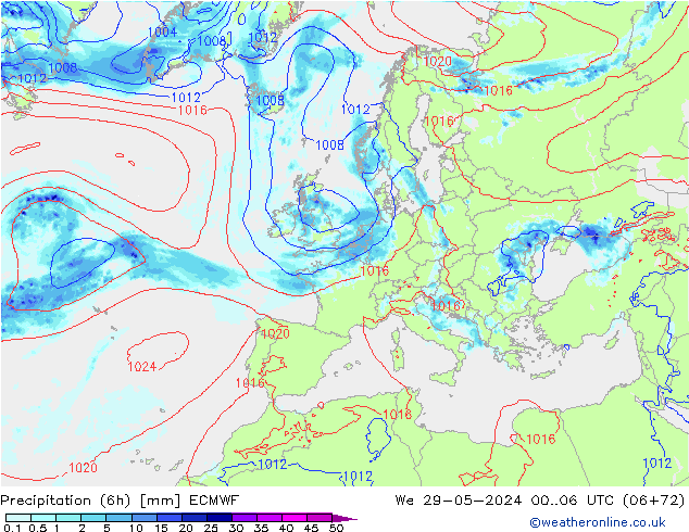 Z500/Rain (+SLP)/Z850 ECMWF We 29.05.2024 06 UTC