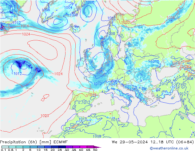 Z500/Regen(+SLP)/Z850 ECMWF wo 29.05.2024 18 UTC