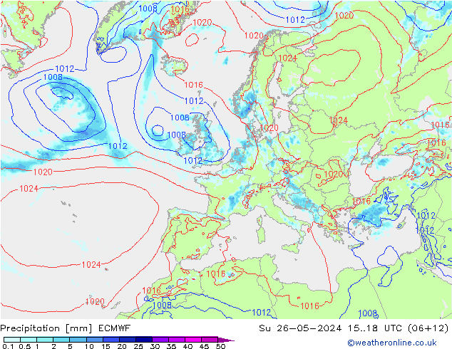 Neerslag ECMWF zo 26.05.2024 18 UTC