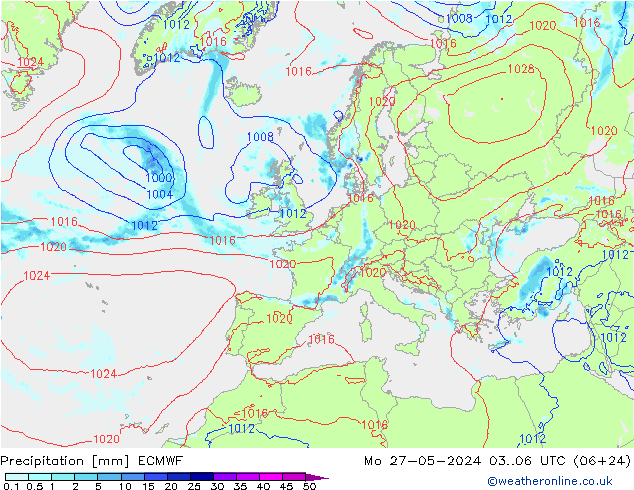 Precipitation ECMWF Mo 27.05.2024 06 UTC