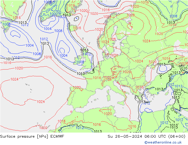 pression de l'air ECMWF dim 26.05.2024 06 UTC