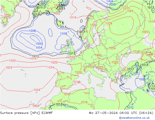 地面气压 ECMWF 星期一 27.05.2024 06 UTC