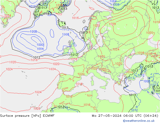 приземное давление ECMWF пн 27.05.2024 06 UTC