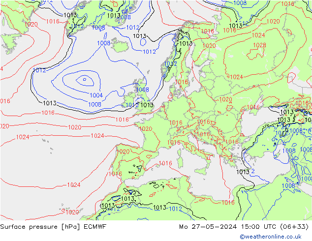 Surface pressure ECMWF Mo 27.05.2024 15 UTC