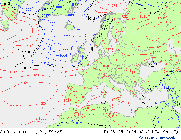 Luchtdruk (Grond) ECMWF di 28.05.2024 03 UTC