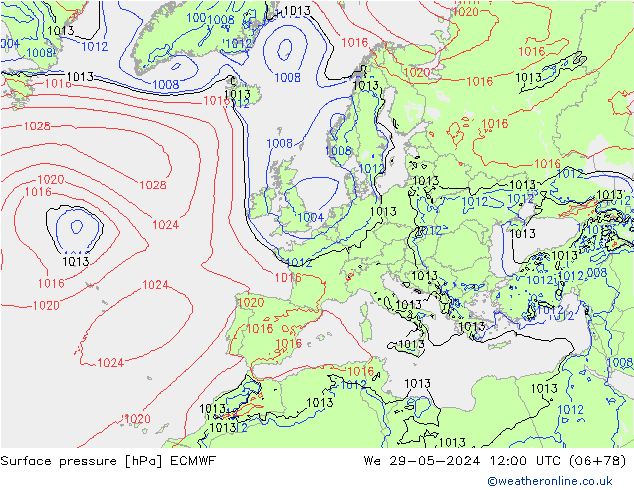 Yer basıncı ECMWF Çar 29.05.2024 12 UTC