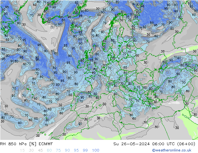 850 hPa Nispi Nem ECMWF Paz 26.05.2024 06 UTC