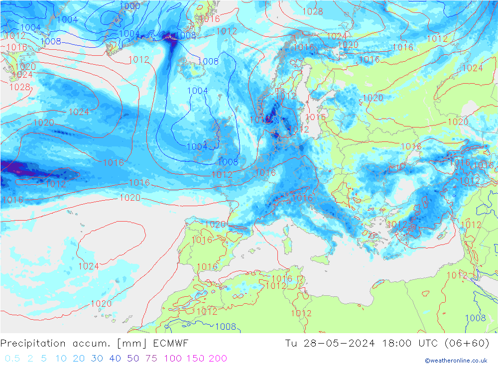 Totale neerslag ECMWF di 28.05.2024 18 UTC