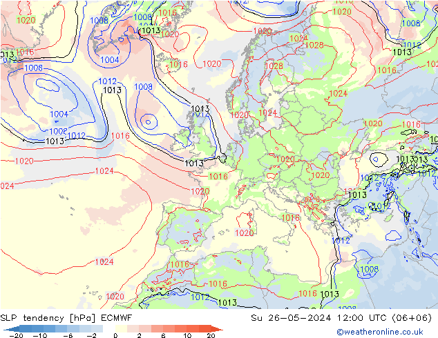 SLP tendency ECMWF Su 26.05.2024 12 UTC