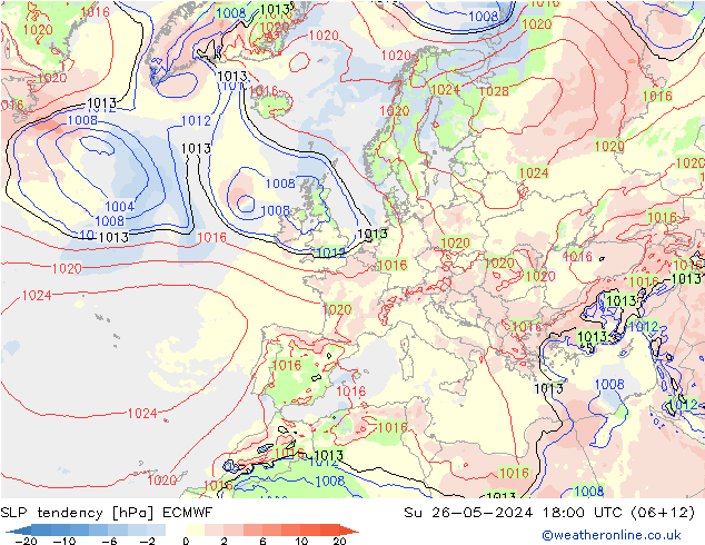 Drucktendenz ECMWF So 26.05.2024 18 UTC