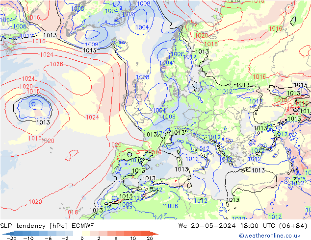 SLP tendency ECMWF St 29.05.2024 18 UTC