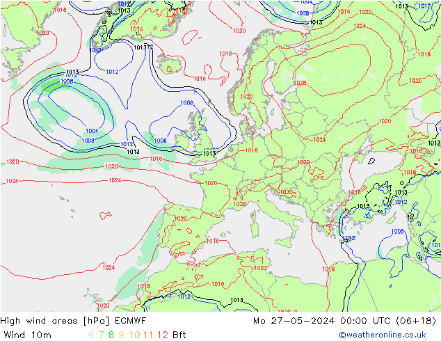 Windvelden ECMWF ma 27.05.2024 00 UTC