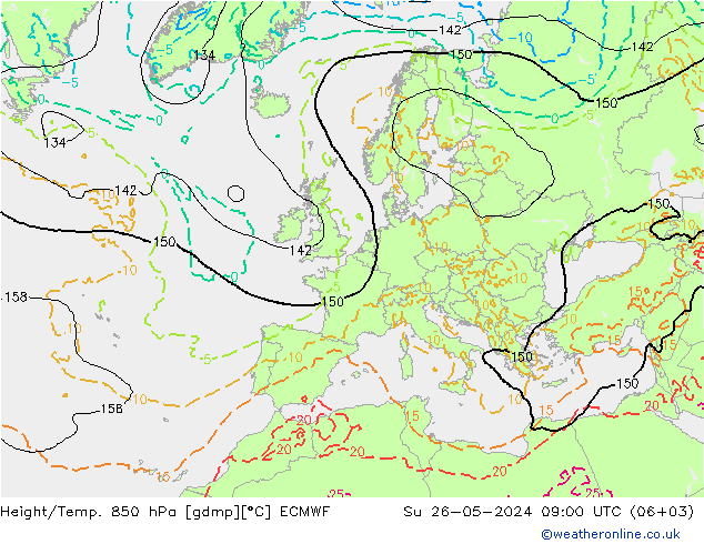 Height/Temp. 850 hPa ECMWF 星期日 26.05.2024 09 UTC