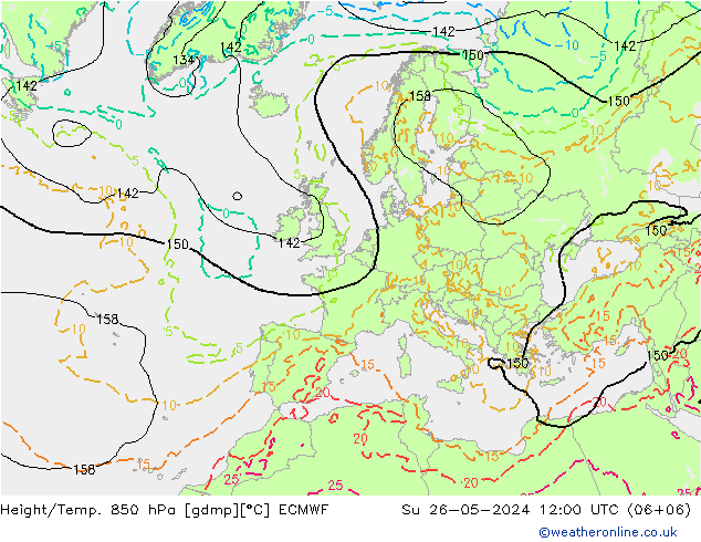 Z500/Rain (+SLP)/Z850 ECMWF Su 26.05.2024 12 UTC