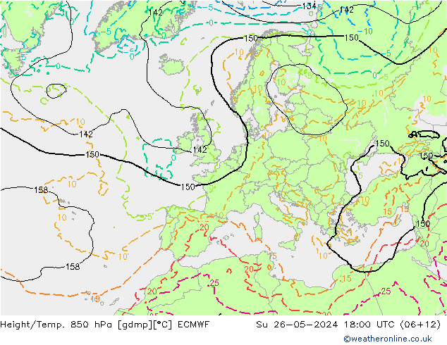 Z500/Rain (+SLP)/Z850 ECMWF Su 26.05.2024 18 UTC