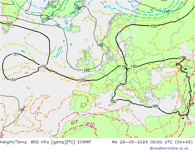 Z500/Rain (+SLP)/Z850 ECMWF mer 29.05.2024 00 UTC