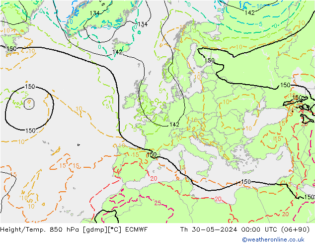Yükseklik/Sıc. 850 hPa ECMWF Per 30.05.2024 00 UTC