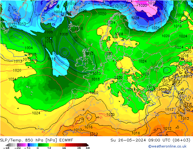 850 hPa Yer Bas./Sıc ECMWF Paz 26.05.2024 09 UTC