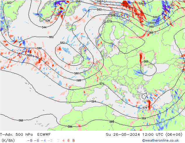 T-Adv. 500 hPa ECMWF dom 26.05.2024 12 UTC