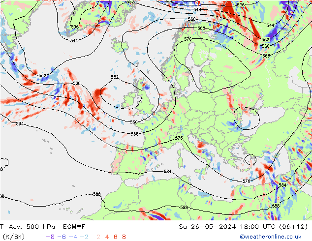 T-Adv. 500 hPa ECMWF So 26.05.2024 18 UTC