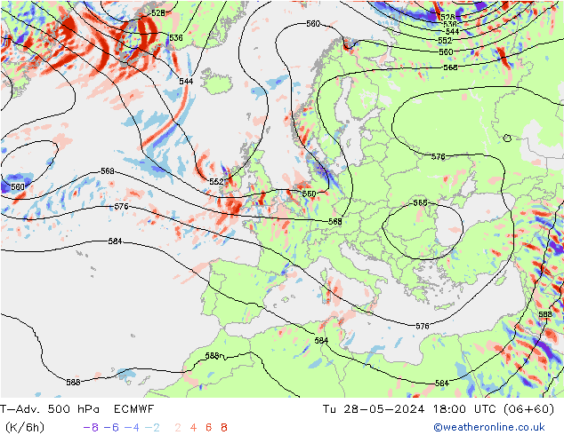 T-Adv. 500 hPa ECMWF Tu 28.05.2024 18 UTC