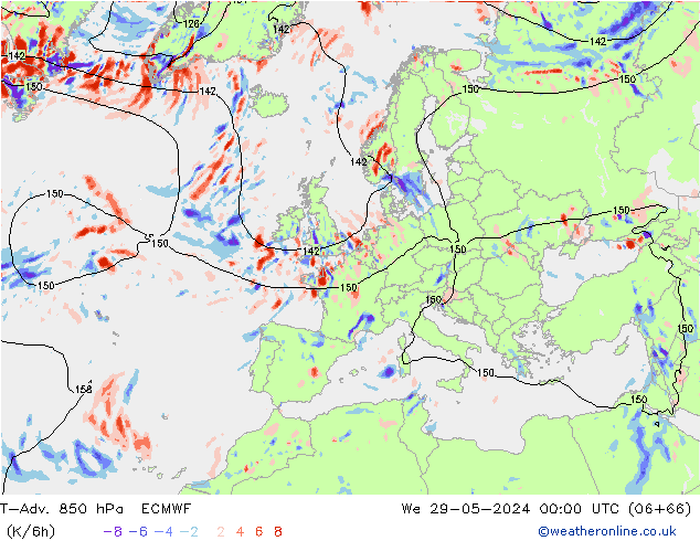 T-Adv. 850 hPa ECMWF Çar 29.05.2024 00 UTC